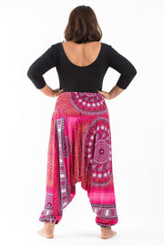 Plus Size Tribal Chakras 2-in-1 Jumpsuit Harem Pants in Pink