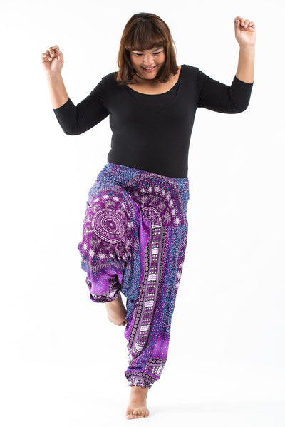 Plus Size Tribal Chakras 2-in-1 Jumpsuit Harem Pants in Purple