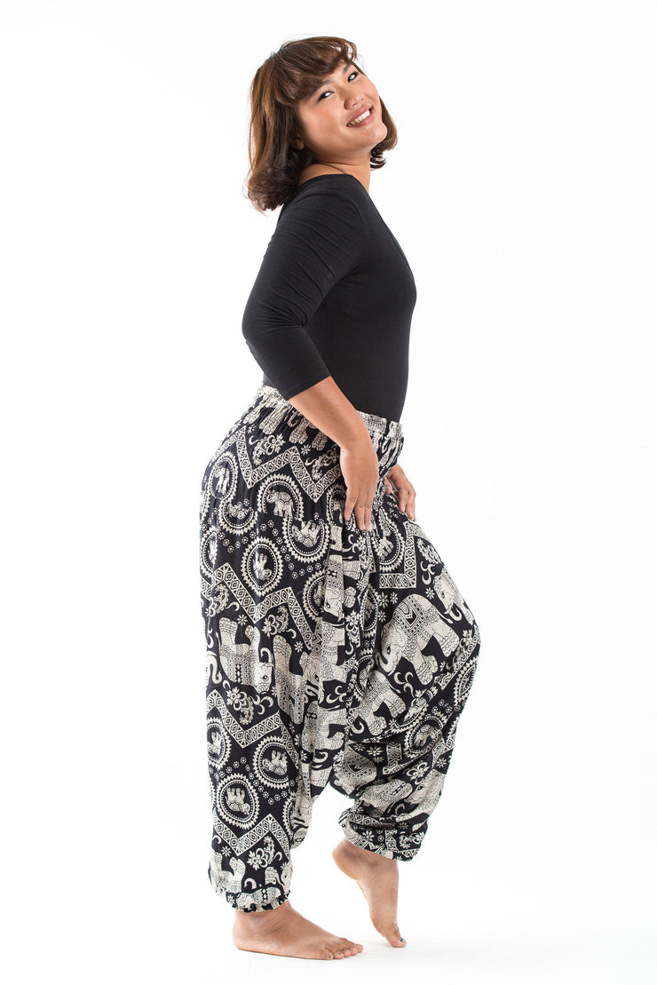 Plus Size Imperial Elephant 2-in-1 Jumpsuit Elephant Pants in Black