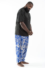 Plus Size Imperial Elephant Drop Crotch Men's Elephant Pants in Blue