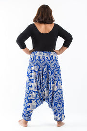 Plus Size Imperial Elephant 2-in-1 Jumpsuit Elephant Pants in Blue