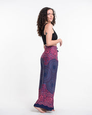 Geometric Mandalas Wrap Palazzo Style Harem Pants in Blue