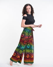 Rainbow Elephant Wrap Palazzo Style Elephant Pants in Orange