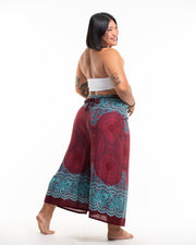 Plus Size Geometric Mandalas Wrap Palazzo Style Harem Pants in Red