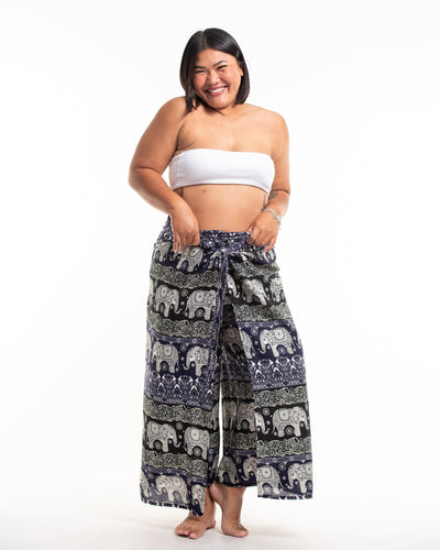 Plus Size Divine Elephant Wrap Palazzo Style Harem Pants in Indigo