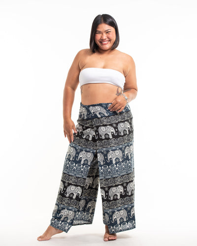 Plus Size Divine Elephant Wrap Palazzo Style Harem Pants in Navy