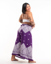 Plus Size Blooming Vines Wrap Palazzo Style Harem Pants in Purple