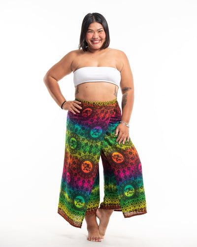 Plus Size Rainbow Elephant Wrap Palazzo Style Elephant Pants in Green