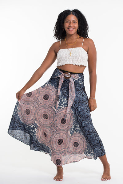 Geometric Mandalas Handkerchief Midi Skirt in Silver Gray