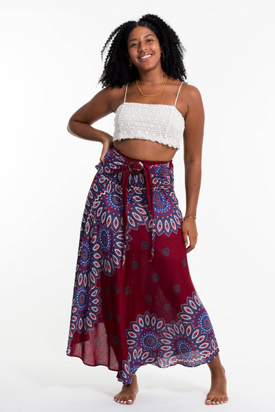 Mandalas Handkerchief Midi Skirt in Red