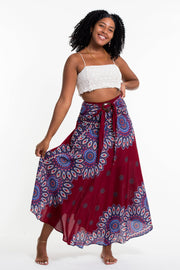 Mandalas Handkerchief Midi Skirt in Red