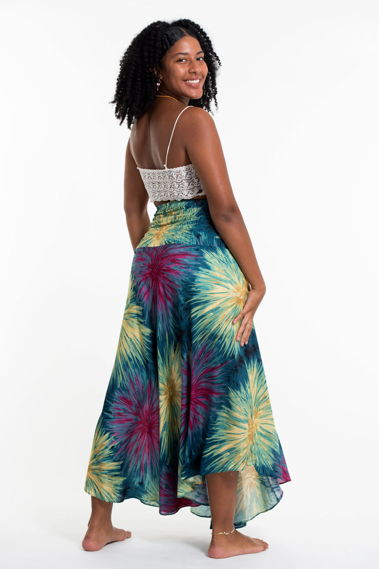 Firework Handkerchief Midi Skirt in Turquoise