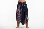 Plus Size Floral Handkerchief Midi Skirt in Blue