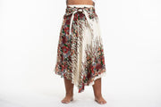 Plus Size Floral Handkerchief Midi Skirt in Cream