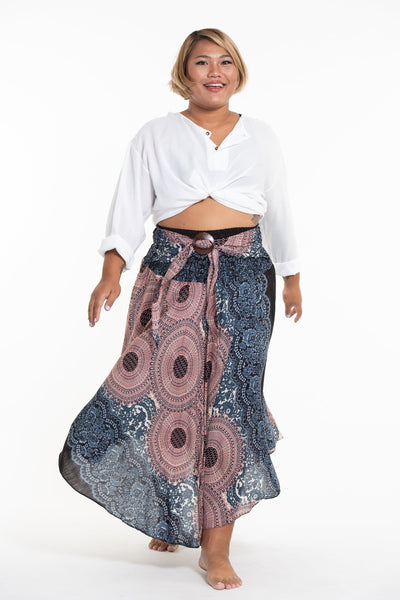 Plus Size Geometric Mandalas Handkerchief Midi Skirt in Silver Gray