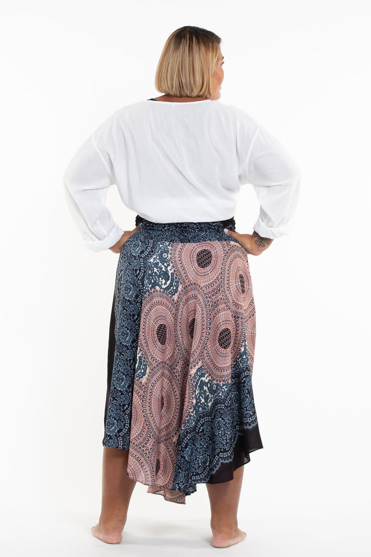 Plus Size Geometric Mandalas Handkerchief Midi Skirt in Silver Gray