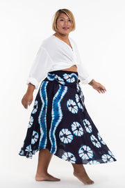 Plus Size Tie Dye Handkerchief Midi Skirt in Indigo