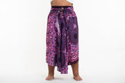 Plus Size Paisley Mandalas Handkerchief Midi Skirt in Purple