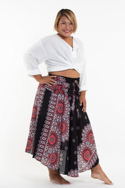 Plus Size Mandalas Handkerchief Midi Skirt in Black