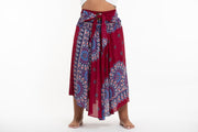 Plus Size Mandalas Handkerchief Midi Skirt in Red