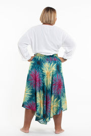 Plus Size Firework Handkerchief Midi Skirt in Turquoise