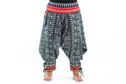 Plus Size Traditional Prints Thai Hill Tribe Fabric Women's Harem Pants with Ankle Straps