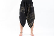 Two Tone Splatter Prints Women's Three Quarter Pants in Black