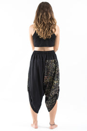 Two Tone Splatter Prints Women's Three Quarter Pants in Black