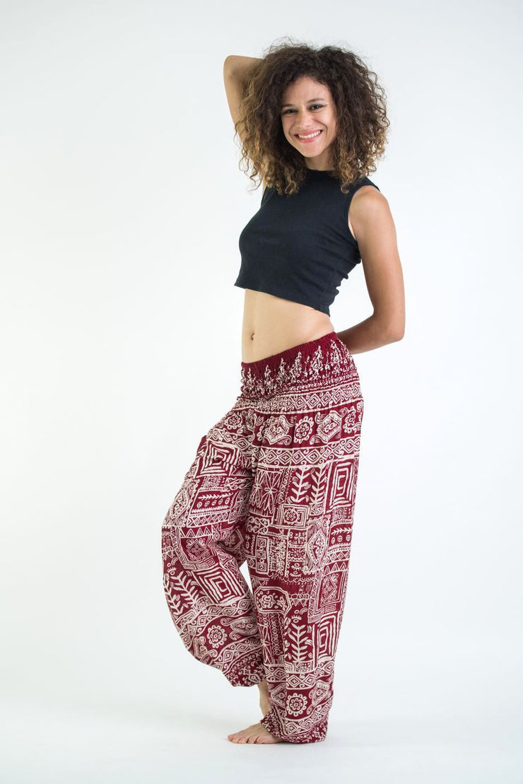 Tribal Prints Women's Harem Pants in Red