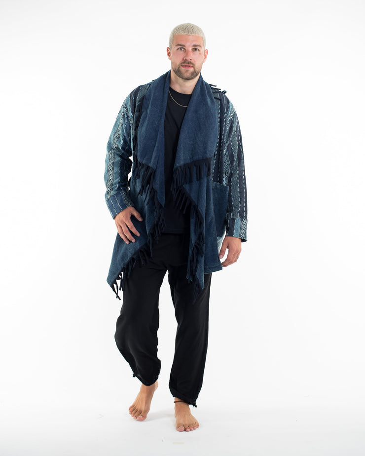 Tribal Cloak Jacket | Stonewashed Drape in Blue