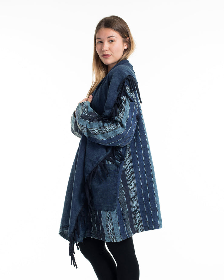 Tribal Cloak Jacket | Stonewashed Drape in Blue