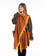 Tribal Cloak Jacket | Stonewashed Drape in Brown