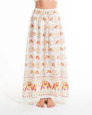 Elephant Print Midi Skirt in White