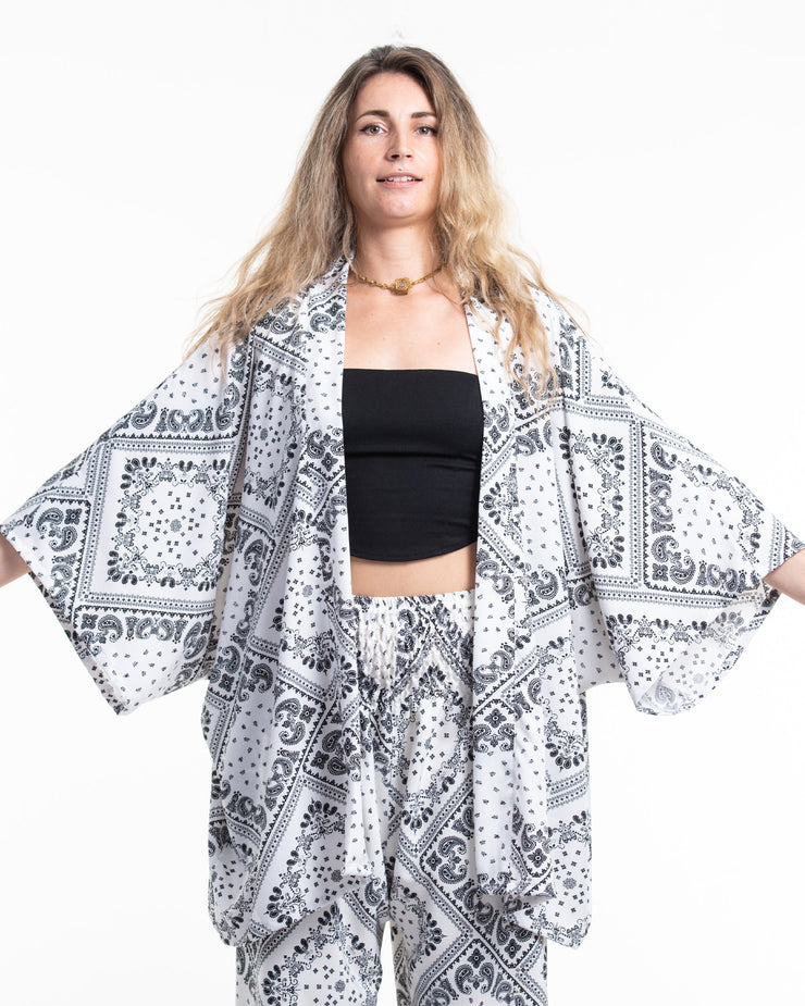 Patchwork Paisley Kimono Cardigan in White