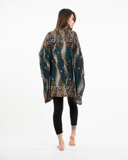 Paisley Feathers Kimono Cardigan in Green