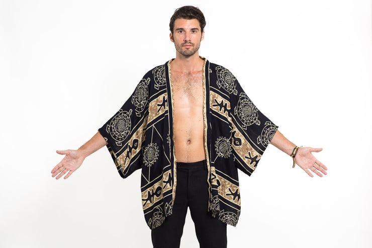 Turtle Print Kimono Cardigan in Gold