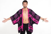 Turtle Print Kimono Cardigan in Pink