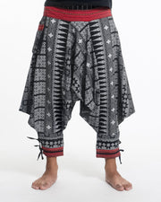 Traditional Prints Thai Hill Tribe Fabric Men's Harem Pants with Ankle Straps