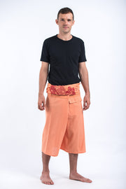 Men's Cropped Fisherman Pants with Pattern Waist Band in Light Orange