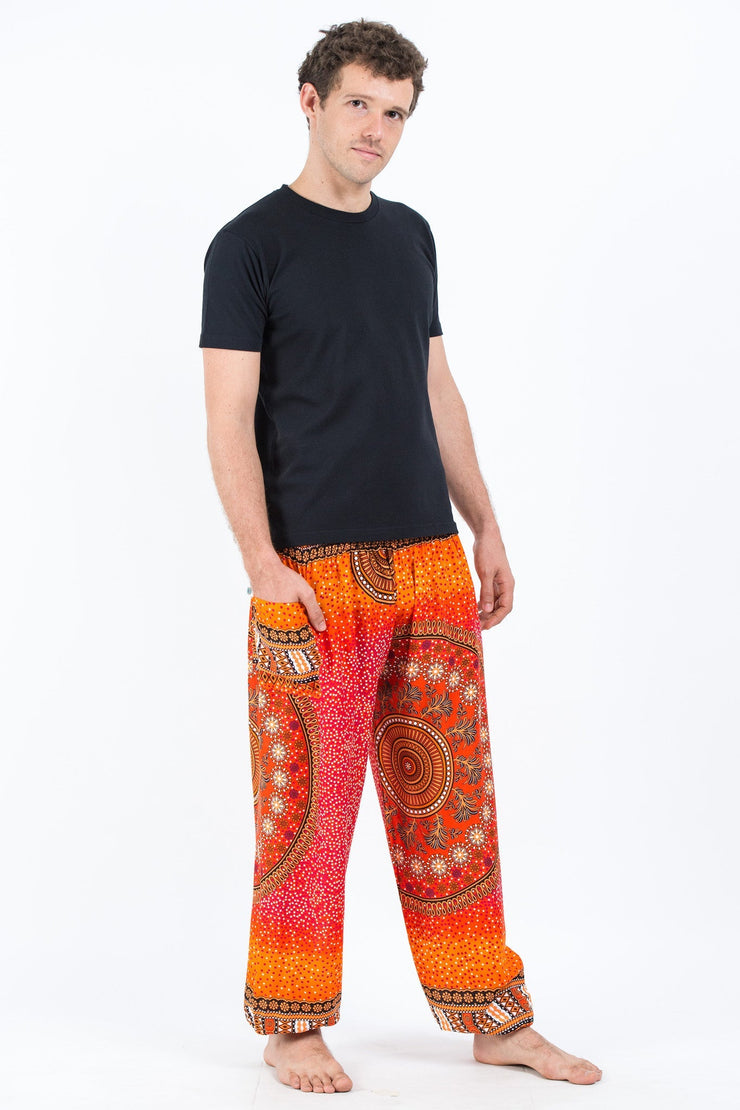 Tribal Chakras Men's Harem Pants in Orange