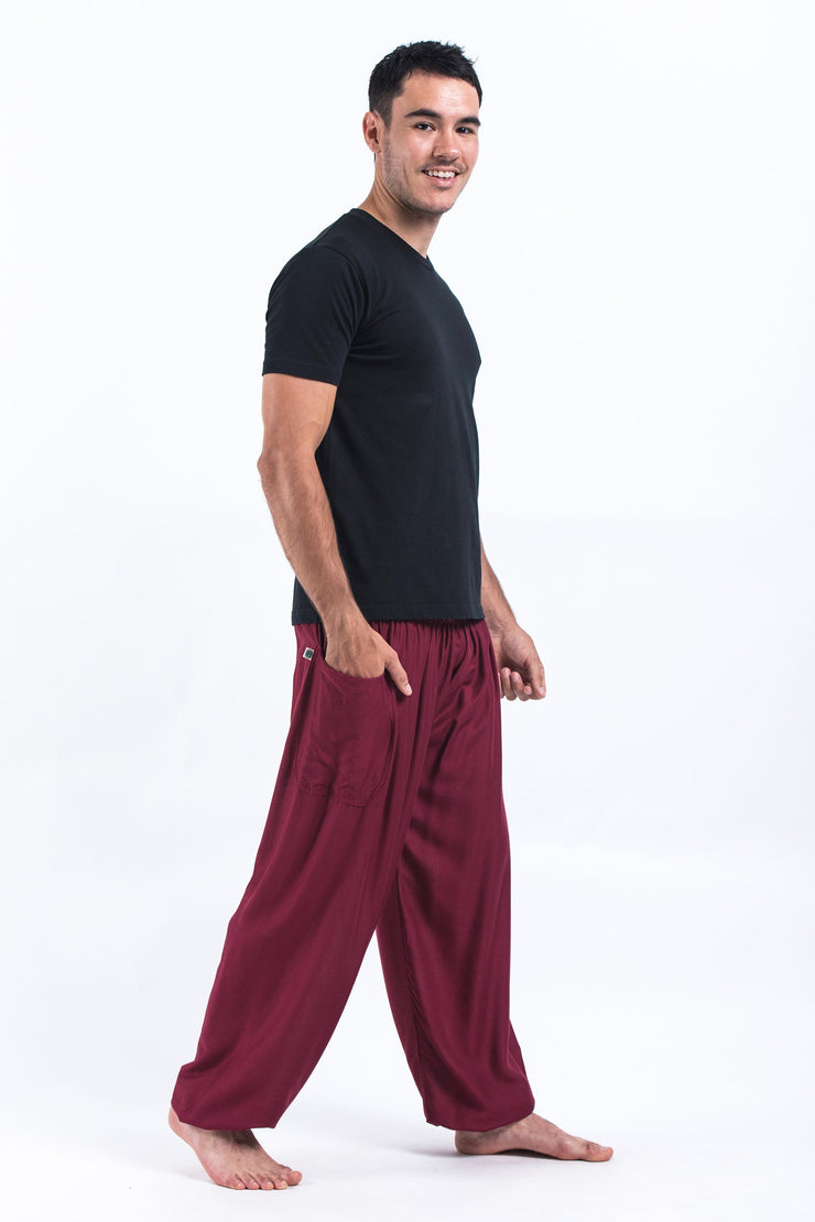 Solid Color Men's Harem Pants in Red