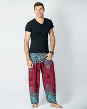 Geometric Mandalas Men's Harem Pants in Red