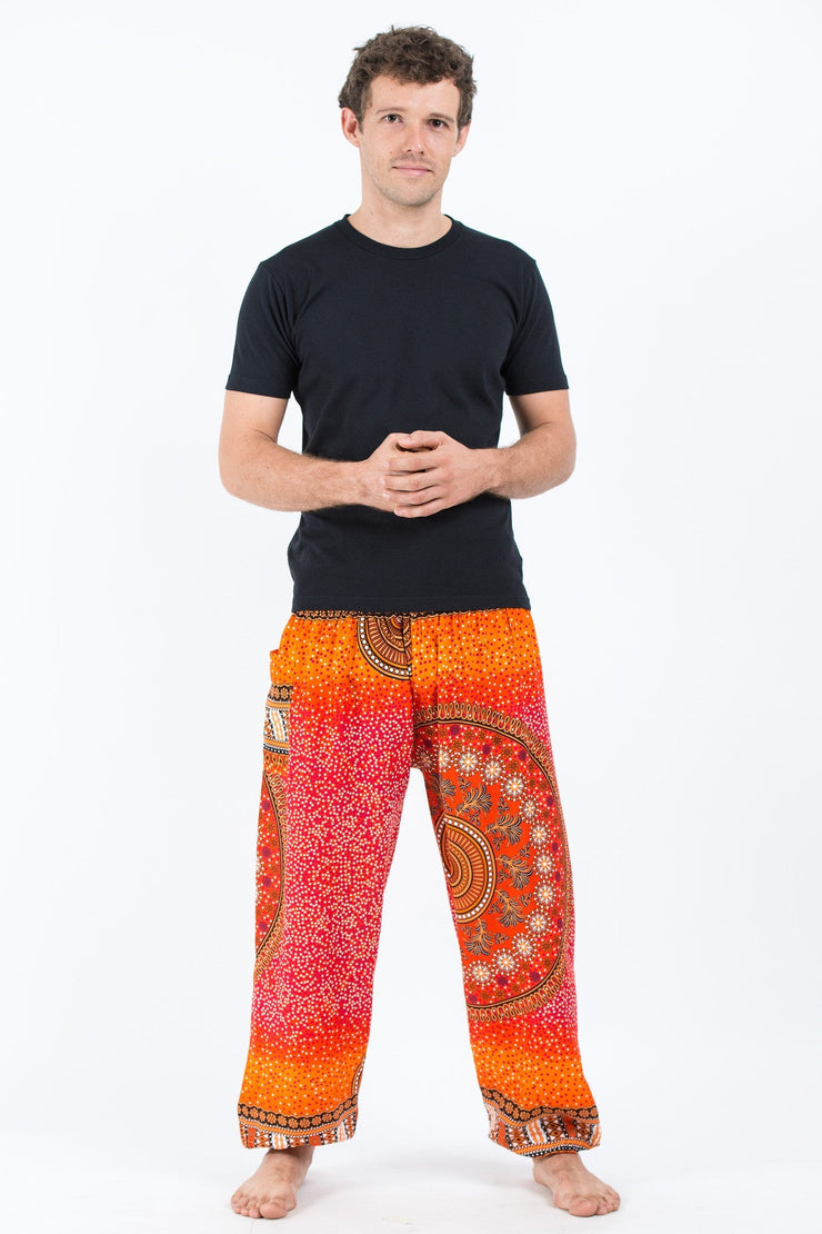 Tribal Chakras Men's Harem Pants in Orange