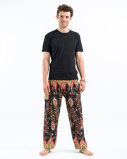 Peacock Paisley Men's Harem Pants in Black