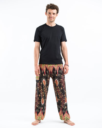 Peacock Paisley Men's Harem Pants in Black