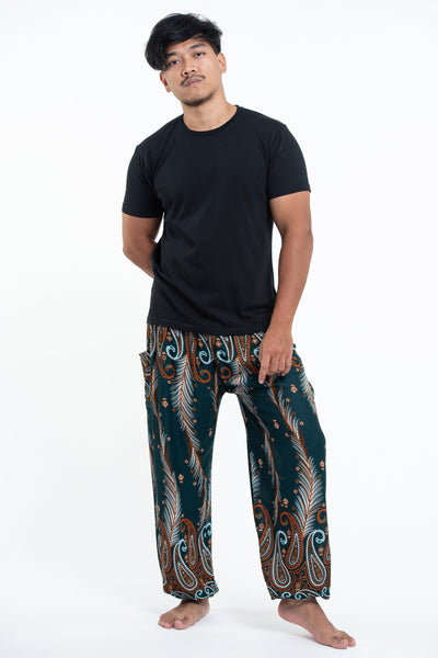 Paisley Feathers Men's Harem Pants in Green