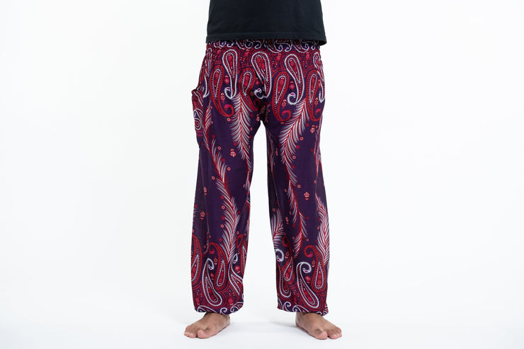 Paisley Feathers Men's Harem Pants in Purple