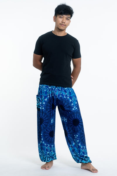 Paisley Mandalas Men's Harem Pants in Blue