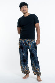 Paisley Mandalas Men's Harem Pants in Blue Gray