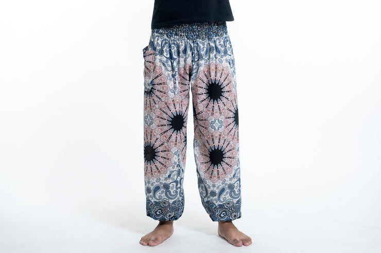 Paisley Mandalas Men's Harem Pants in Silver Gray